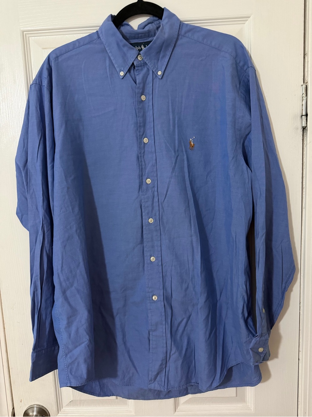 Ralph Lauren Men’s Yarmouth Blue Button Down Shirt Size 16-1/2 35 100% Cotton